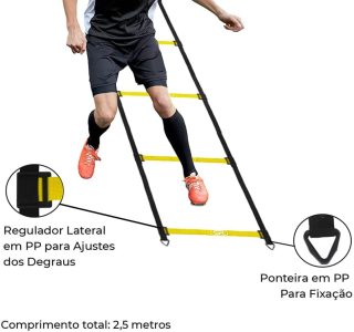 Escada Agilidade + 10 Pratos + 10 Cones Para Circuito