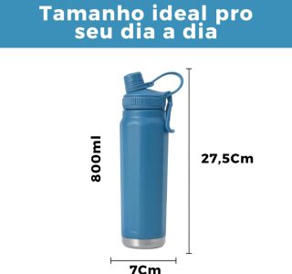 Garrafa Térmica Inox 304 800ml com Tampa de Rosca e Alça de Transporte – Mantém Bebida Gelada ou Quente – Ideal para Academia, Escola e Trabalho (Verde Escuro)