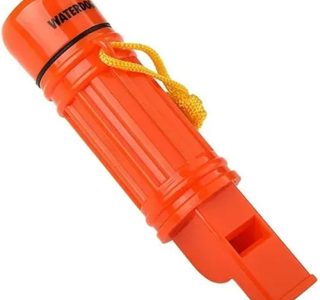 Apito de emergência com cordão segurança apito sobrevivência para pesca barco acampamento caça camping trilhas resgate salva-vidas, apito pederneira espelho e bússola 4 em 1