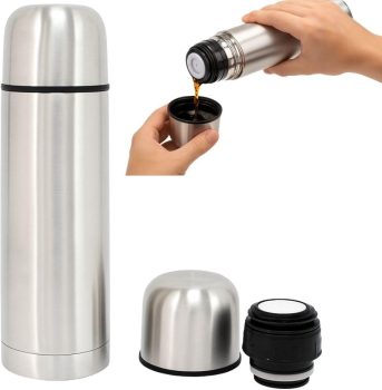 Garrafa Térmica Inox 1 L termo Parede Dupla Click Fast Tampa Copo Mantém Bebidas Quentes 12 h e Frias 24 h Boca Larga