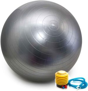 Bola Pilates Yoga Abdominal Ginástica Fitness 65 cm C/Bomba PRATA