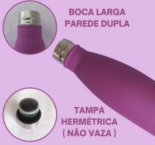 Garrafa De Água Portatil Inox Térmica Squeeze Com Camada Dupla Para Academia Esporte 500 ML Quente Frio UTIMAIS+ (Rosa)