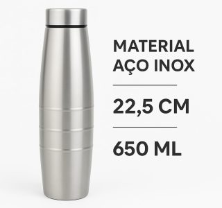 Garrafa Squeeze De Inox Design Moderno 650ml Ideal Para Academia Esportes E Trabalho