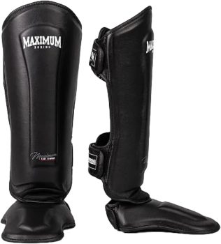 Caneleira de Muay Thai Kickboxing Maximum Classic Black (Par)