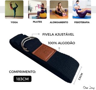 Cinto de Yoga Fita Strap – Faixa de Alongamento – Algodão 183cm Om Joy