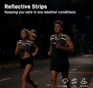 Colete pesado para homens e mulheres, 3,6 kg/5,4 kg/7,3 kg/9,1 kg, colete de peso com listras refletivas para treino, treinamento de força, corrida, fitness, construção muscular, perda de peso