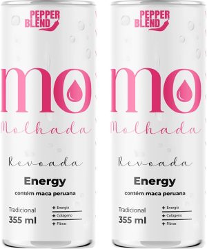 Kit 2 Energético Funcional Revoada MO Molhada 355ml Sabor Guaraná, Maca Peruana e Vitaminas Pepper Blend