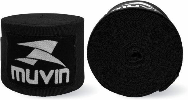 Bandagem Elástica Muvin 5 Metros Com Fechamento em Fecho de Contato e Alça Para Polegar – Atadura de Proteção Para Mãos e Punhos – Faixa de Boxe – Muay Thai – MMA – Artes Marciais – Treino – Unissex