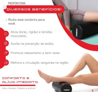Rolo de Massagem EVA Foam Roller Liberação Miofascial Yoga Alongamento Premium Rubber Fit