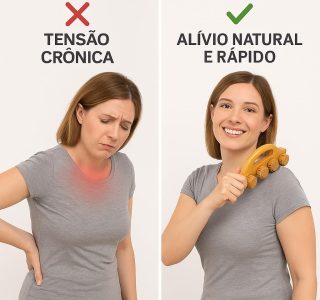 Massageador Corporal de Bambu 10 Rodinhas — Relaxamento Profundo e Alívio de Tensões — 17,5x7cm, Natural, Portátil