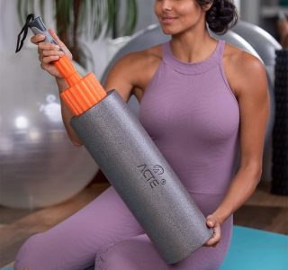 Acte, Rolo de Massagem 3 em 1 Liberação Muscular com Bastão e Acessórios T115, Laranja e Cinza