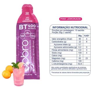 Kit BT Nitrato Gel, 6 Sachês, Sabores Variados com e sem Cafeína, 30g cada, Suplemento Energético para Atletas