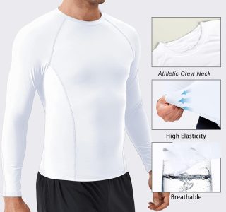 Towintec Camisetas masculinas de compressão, manga comprida, atlética, FPS 50+, camada de base térmica, para treino, camiseta de corrida