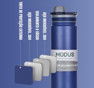 MODUS Garrafa de Água Térmica Inox Esportiva Academia Isolada a Vácuo Aço Inox 750ML (Azul Profundo)