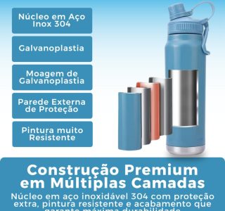 Garrafa Térmica Inox 304 800ml com Tampa de Rosca e Alça de Transporte – Mantém Bebida Gelada ou Quente – Ideal para Academia, Escola e Trabalho (Verde Escuro)