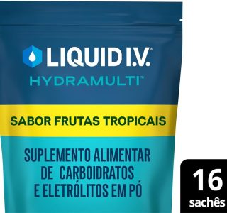 Liquid IV Hydramulti, Mistura de Eletrólitos em Pó Para Hidratação Rápida, 16 Sachês de 16g Cada, Sabor Frutas Tropicais
