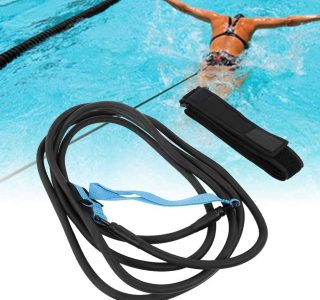 Cinto de Resistência à Natação, 4m, Exercitador de Natação, Trela de Tração, Corda de Resistência à Natação Com Faixa de Cintura Ajustável (4MM*12MM*4M)