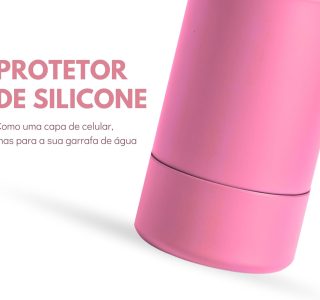 Garrafa Térmica Infantil – 350ml, Aço Inox 304 Parede Dupla de Isolamento 24horas Gelado, Tampa Rosca De Segurança, Anti Vazamento, Base Silicone AntiDerrapante, BPA Free (Phink)