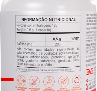 3VS Nutrition Cafeína 200mg 120 Cápsulas