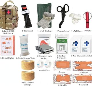 Kit de primeiros socorros de sobrevivência IFAK EMT Molle com kit de torniquete, kits de emergência ao ar livre bolsa de trauma para acampamento, barco, caça, caminhadas, casa, carro e aventuras