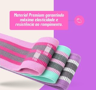 Kit 3 Faixas Elásticas para Treino, Musculação, Yoga, Pilates, Funcional, Crossfit e Fisioterapia | Bands com 3 Resistências