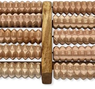 Massageador De Madeira Para Os Pés Relaxar 5 Rolos
