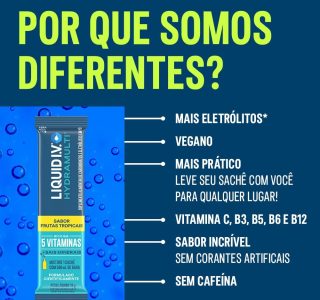 Liquid IV Hydramulti, Mistura de Eletrólitos em Pó Para Hidratação Rápida, 16 Sachês de 16g Cada, Sabor Frutas Tropicais