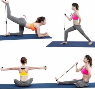 Elástico Extensor Formato 8, Preto, para Exercícios, Pilates, Yoga, Fisioterapia, Fortalecimento Muscular, com Alças de Espuma