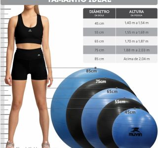 Bola de Pilates 55cm Muvin – Antiestouro – Suporta até 300kg – Com Bomba – Ginástica – Fitness – Pilates – Yoga – Fisioterapia – Flexibilidade – Fortalecimento – Tonificação –– Fácil Limpeza