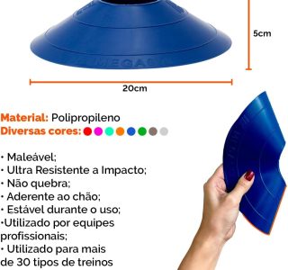 Kit Funcional 10 Pratos + 10 Cones + Escada Agilidade Com 7 Degraus Treino Futebol