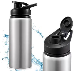 Garrafa de Água 600ml Inox – Squeeze Esportiva com Tampa Rosqueável | Alumínio Durável, Portátil e Livre de BPA para Hidratação em Movimento