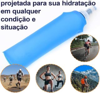 Garrafa Dobrável de Silicone, 500ml, Squeeze Portátil com Bico Antivazamento para Esportes (cores Azul ou Preto)