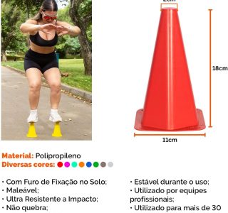Kit Funcional 10 Pratos + 10 Cones + Escada Agilidade Com 7 Degraus Treino Futebol