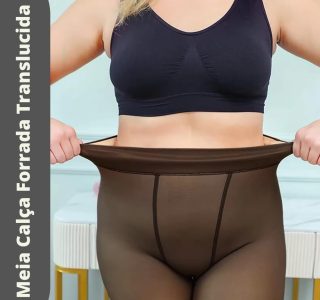 Meia Calça Feminina Plus Size Peluciada Forrada Translucida Lã Pelinho Termica Grossa Inverno Com Pé