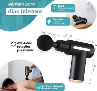 Massageador Muscular Eletrico Profissional Pistola – Alívio da Dor, Relaxamento, Liberação Miofascial, 4 Ponteiras, Portátil e Silencioso.