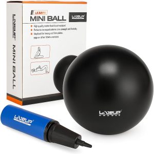 Mini Bola de Pilates, 25cm de Diâmetro, com Bomba de Ar de Dupla Ação, Preto