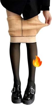 Meia Calça Térmica Forrada Translúcida Feminina Blogueira Legging Conforto com Forro de Lã Peluciada Veludo Interno 200g – (Tamanho Único – veste tam. 36 ao 46) – Marca VIBRANT ®