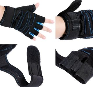 Luva Academia Meio Dedo com Proteção Antiderrapante para Musculação, Crossfit, Treino e Ciclismo. Protector Palmar Almofado com Ajuste em Velcro no Pulso, Unissex.