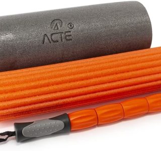 Acte, Rolo de Massagem 3 em 1 Liberação Muscular com Bastão e Acessórios T115, Laranja e Cinza