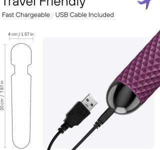 Wand massageadora pessoal com nova memória portátil sem fio à prova d’água USB recarregável massagem 20 padrões de vibração 8 velocidades pele silicone macio, Preto (Roxo)