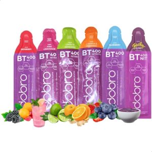 Kit BT Nitrato Gel, 6 Sachês, Sabores Variados com e sem Cafeína, 30g cada, Suplemento Energético para Atletas