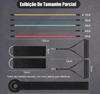 Zenkon Kit Elastico para Exercicio Musculação, Elastico para Treino, Kit Elástico Extensor 11 Peças – Exercício Funcional e Treino, Elástico Academia para Treino em Qualquer Hora