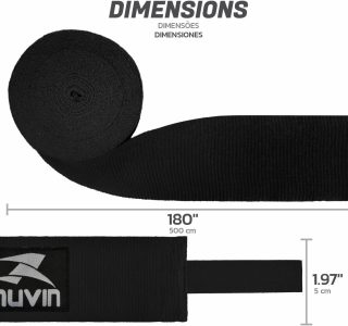 Bandagem Elástica Muvin 5 Metros Com Fechamento em Fecho de Contato e Alça Para Polegar – Atadura de Proteção Para Mãos e Punhos – Faixa de Boxe – Muay Thai – MMA – Artes Marciais – Treino – Unissex