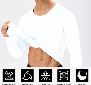 Towintec Camisetas masculinas de compressão, manga comprida, atlética, FPS 50+, camada de base térmica, para treino, camiseta de corrida