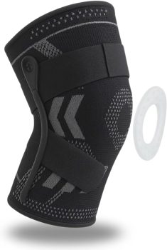 Joelheira 3D Silicone de compressão articulada | Modelo PREMIUM com hastes flexíveis e ajustáveis |DEPARTAMENT STORE (PRETA, GG)