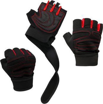 Luva Academia Meio Dedo com Proteção Antiderrapante para Musculação, Crossfit, Treino e Ciclismo. Protector Palmar Almofado com Ajuste em Velcro no Pulso, Unissex.
