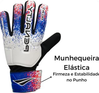 Luva de Goleiro Penalty Adulto Delta 1 Para Todos os Pisos Cor:Branco+Azul;Tamanho:8;Gênero:Unissex