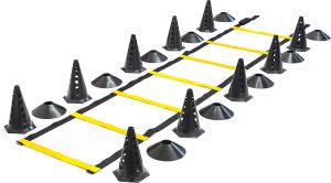 Kit Funcional 1 Escada 10 Cones Furados 10 Chapeus Pretos