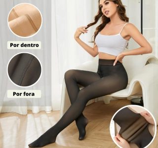 Meia Calça Feminina Plus Size Peluciada Forrada Translucida Lã Pelinho Termica Grossa Inverno Com Pé