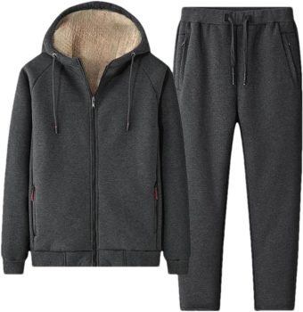 Agasalho moletom peluciado jaqueta com calça roupa térmica unissex